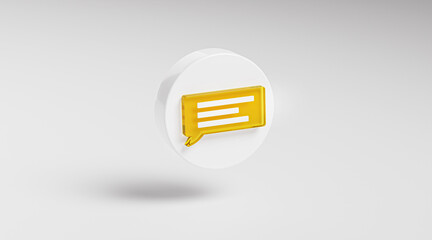 Chat Message Yellow Glass Icon Button on Circle App Symbol 3D Render © natanaelginting