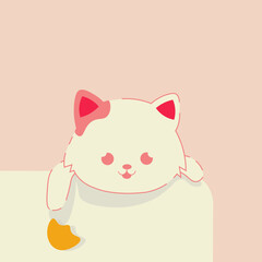 cut cat on the sofa in the pink background