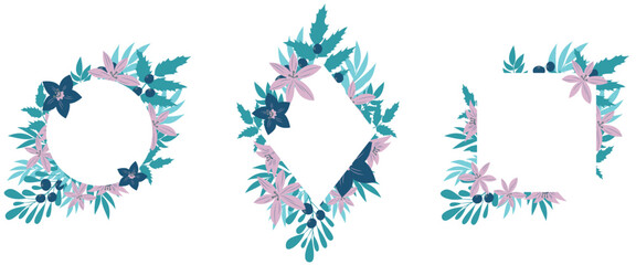 Winter Flower Frame with Shape Background