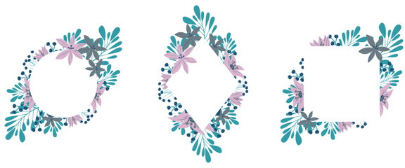 Winter Flower Frame with Shape Background