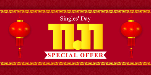 Vector illustration for Singles day 11.11 sale template