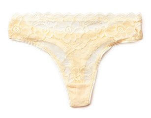 Women's string lace panties on a white background