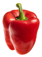 PNG. Red paprika with a green tail. Isolate on white background