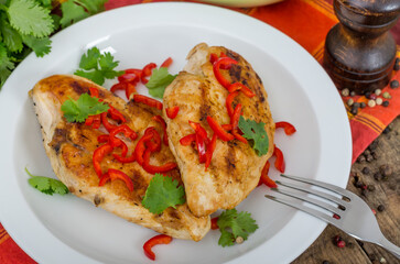 Roasted chicken meat with spices