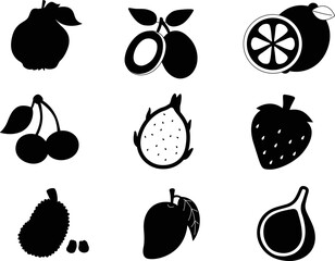 
Fruits collections isolated vector Silhouettes
