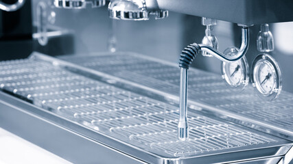 Espresso machine in blue tone as background
