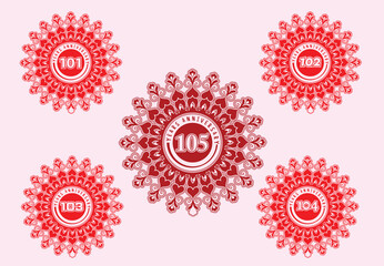101 to 105 years anniversary logo and sticker design