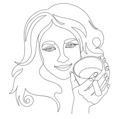 Beautiful young woman with a cup of coffee vector illustration