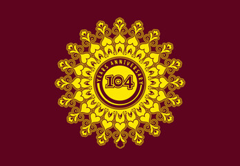 104 years anniversary logo and sticker design