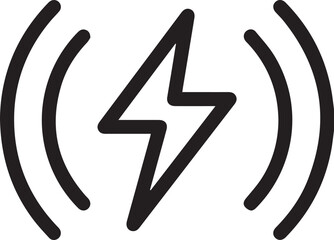 Wireless charging sign. Smart mobile phone or rechargeable device. Flat minimalist design.electric current sign, electric power symbol.