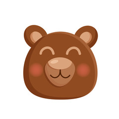 Cute bear portrait. Cartoon vector illustration of bear face. Design for baby clothes, cards, poster, textile, print, patterns and more.