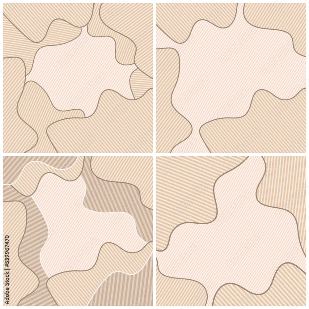 Poster set of abstract vector wave stripe background. wavy curve lines.