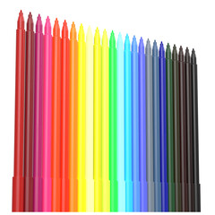 3d rendering illustration of a set of coloured marker pens
