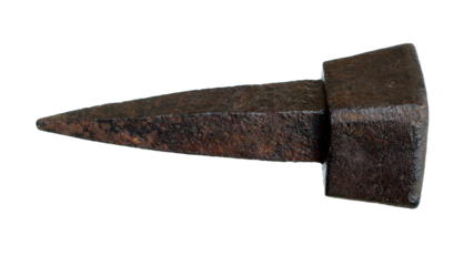 Old rusty nail on transparent background