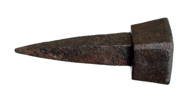 Old rusty nail on transparent background