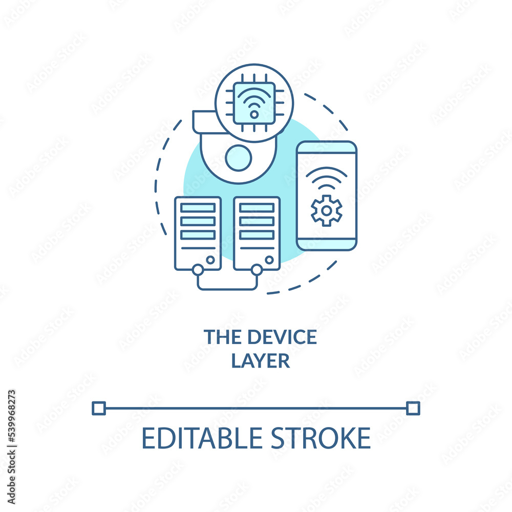 Poster device layer turquoise concept icon. iot technology. wireless connection abstract idea thin line ill