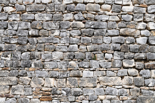 Square Stone wall in the castle of Chateau Thierry in France 