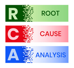 RCA - Root Cause Analysis acronym. business concept background. vector illustration concept with keywords and icons. lettering illustration with icons for web banner, flyer, landing page
