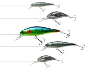 Attractive and interesting colorful fishing lure wobbler catches the attraction compared to humble lures