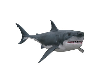 Great White Shark swimming. 3D render isolated on transparent background.