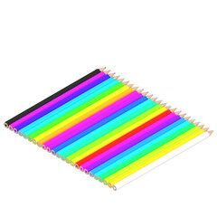 3d rendering illustration of a set of coloured pencils