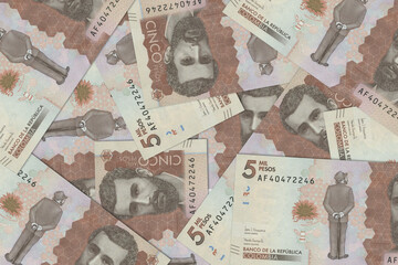 Paper money from Colombia. Colombian peso. Close up banknotes from Colombia. Colombian currency 