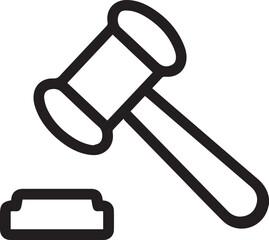 Judge gavel icon isolated on white background. Justice symbol modern, simple, vector, icon - linear style.