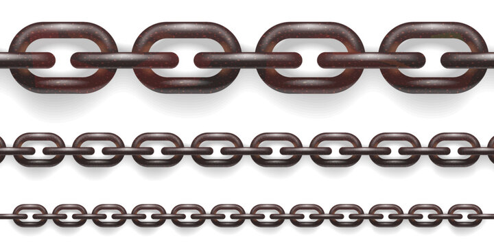 Linked metallic chains. Isolated on white background. vector illustration