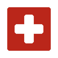 Obraz premium Chamfered Corner Swiss Cross Red Square