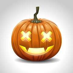 Halloween pumpkin, funny face. Autumn holidays. vector image