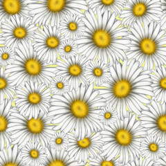 Seamless pattern for printing. Illustration of chamomile flowers. Bright beautiful flowers on a light background.