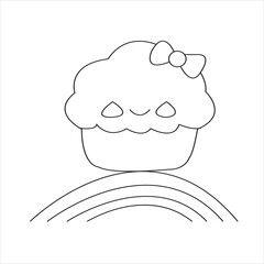 Nice Rainbow with cutey cloudy coloring page