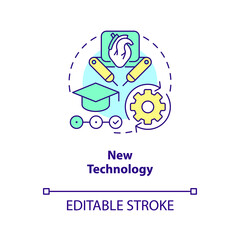 New technology concept icon. Costly healthcare reason. Smart medical solutions abstract idea thin line illustration. Isolated outline drawing. Editable stroke. Arial, Myriad Pro-Bold fonts used