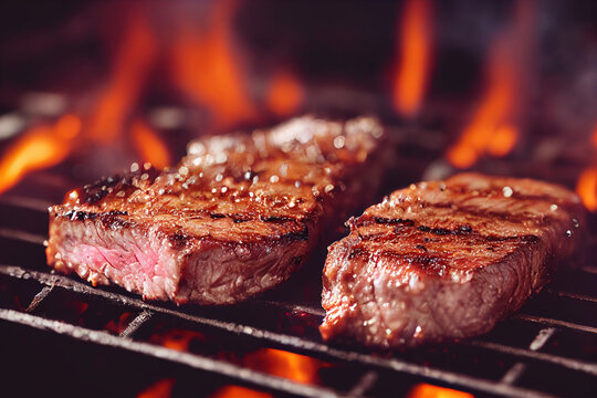 Delicious Cook Meat Steak and Black Copy space Background For Menu Restaurant or Recipe Text and Advisement.