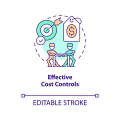 Effective cost controls concept icon. Competitive advantage in healthcare industry abstract idea thin line illustration. Isolated outline drawing. Editable stroke. Arial, Myriad Pro-Bold fonts used