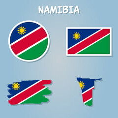Obraz premium Namibia National Flag Map Design, Illustration Of Namibia Country Flag Inside The Map.