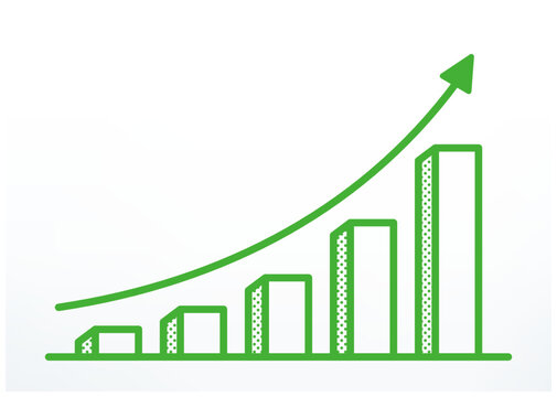 上昇グラフ, 棒グラフ, 緑, 成長, 増加, 矢印