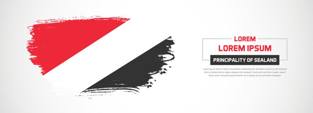 Abstract flag of Principality of Sealand on hand drawn brush strokes. Happy Independence Day with grunge style vector background