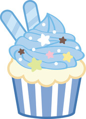 blue cupcake with star topping