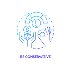 Conservative business strategy blue gradient concept icon. Efficiently agricultural conducting. Grow income abstract idea thin line illustration. Isolated outline drawing. Myriad Pro-Bold fonts used