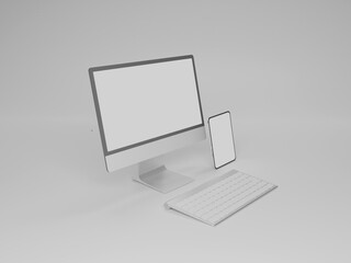 Desktop with keyboard mockup