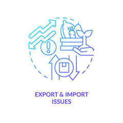 Agro export and import issues blue gradient concept icon. International trade problem. Food delivery issues abstract idea thin line illustration. Isolated outline drawing. Myriad Pro-Bold fonts used