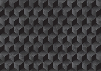 立方体のような幾何学模様とグランジ黒