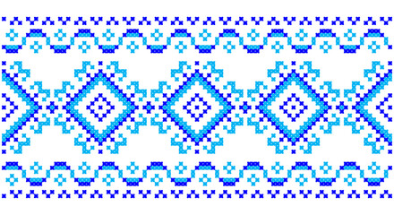 Embroidered good like old handmade cross-stitch ethnic Ukraine pattern. Ukrainian towel ornament, rushnyk called, vector.