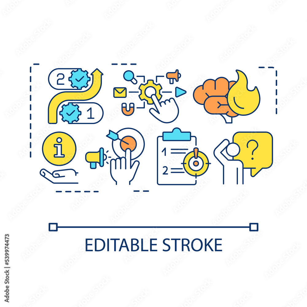 Poster building strategy concept icon. brainstorming. analytical process. adjust business plan. solve probl