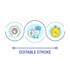 Compulsive buying loop concept icon. Impulse purchase. Unplanned shopping. Emotional consumption abstract idea thin line illustration. Isolated outline drawing. Editable stroke. Arial font use