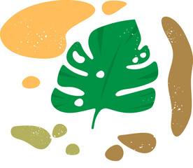 Green leaf print design in abstraction.