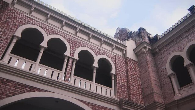 Lower shot close-up of heritage building Bangunan Sultan Abdul Samad