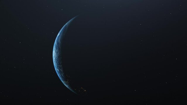 Earth Orbit Around The Sun In The Space. - close up, animation