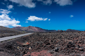Volcanic landscape of Timanfaya National Park, Lanzarote, Canary Islands,  Spain